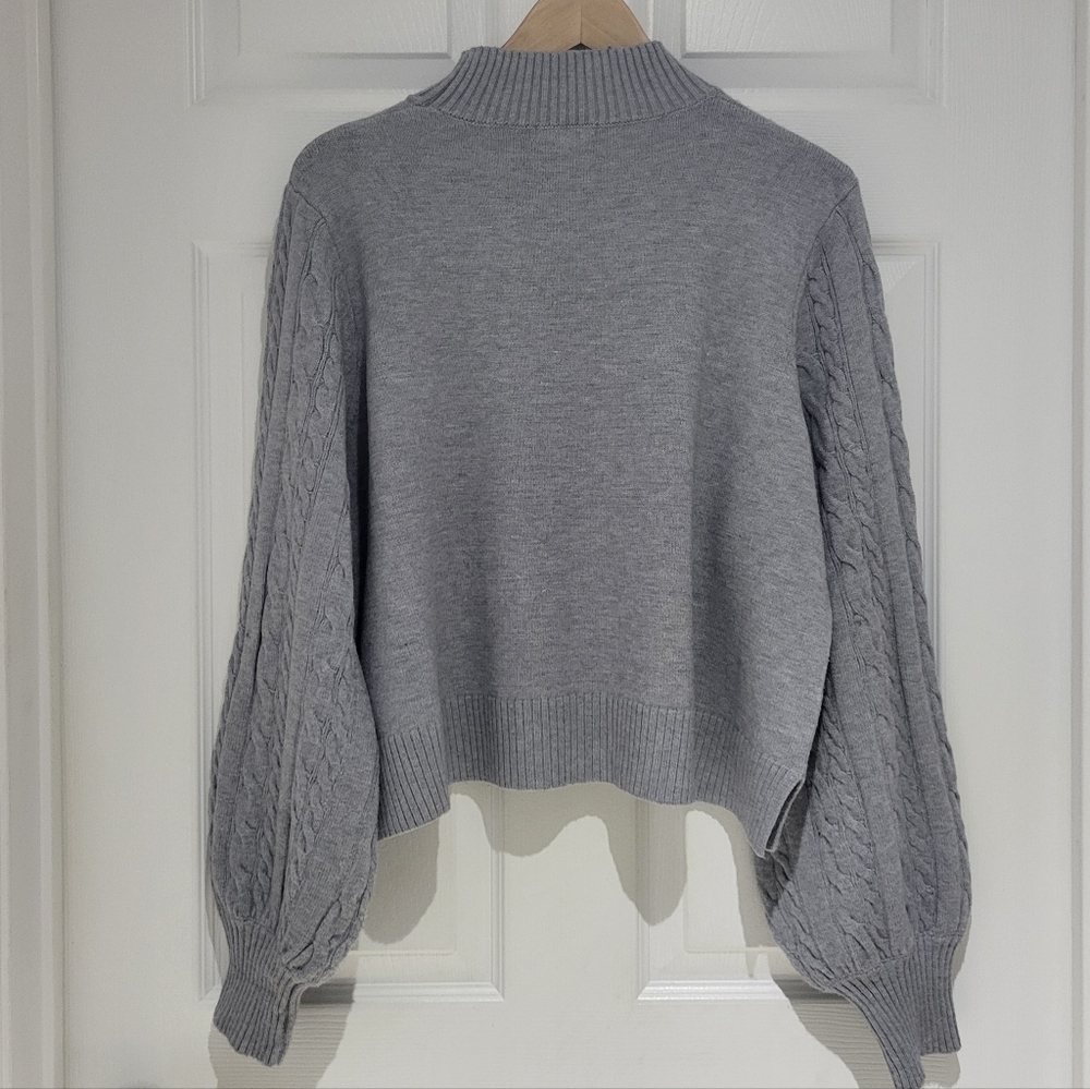 Mexx Cropped Women's Knit Grey Sweater Cableknit Size M - Picture 2 of 10